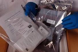 Photograph of the H1N1 test kit from the CDC